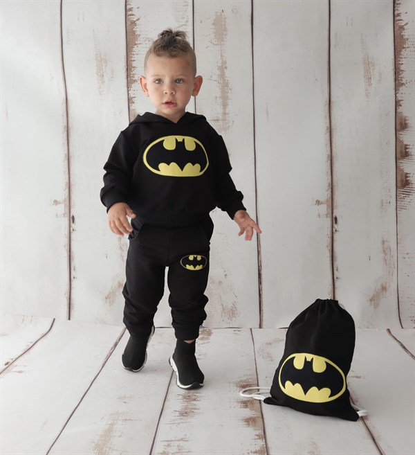 Batman Kapüşonlu Çantalı 3lü Çocuk Takım
