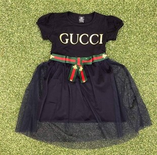 Gucci Fiyonklu Tütü Etekli Elbise Lacivert