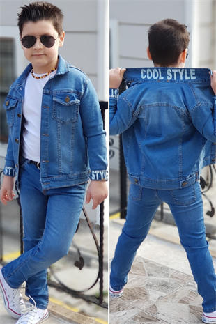 Cool Style Kot Ceket Kot Pantolon 3lü Erkek Çocuk Takım